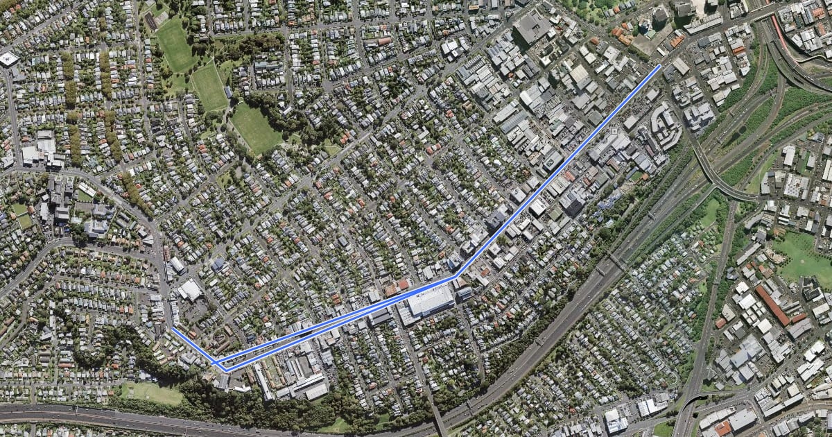 Маршрут Great North Road Cycleway на спутниковом снимке