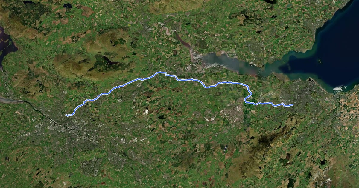 Маршрут Great North Trail (Central Belt) на спутниковом снимке
