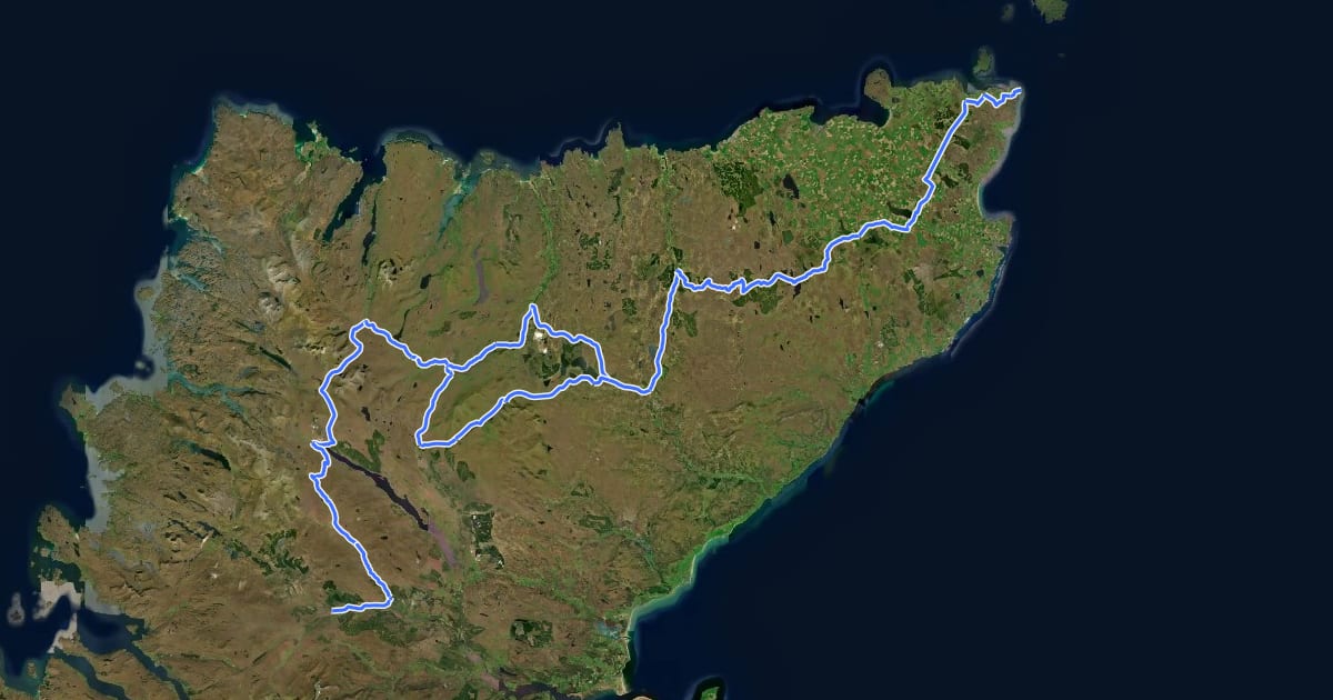 Маршрут Great North Trail (John o' Groats) на спутниковом снимке