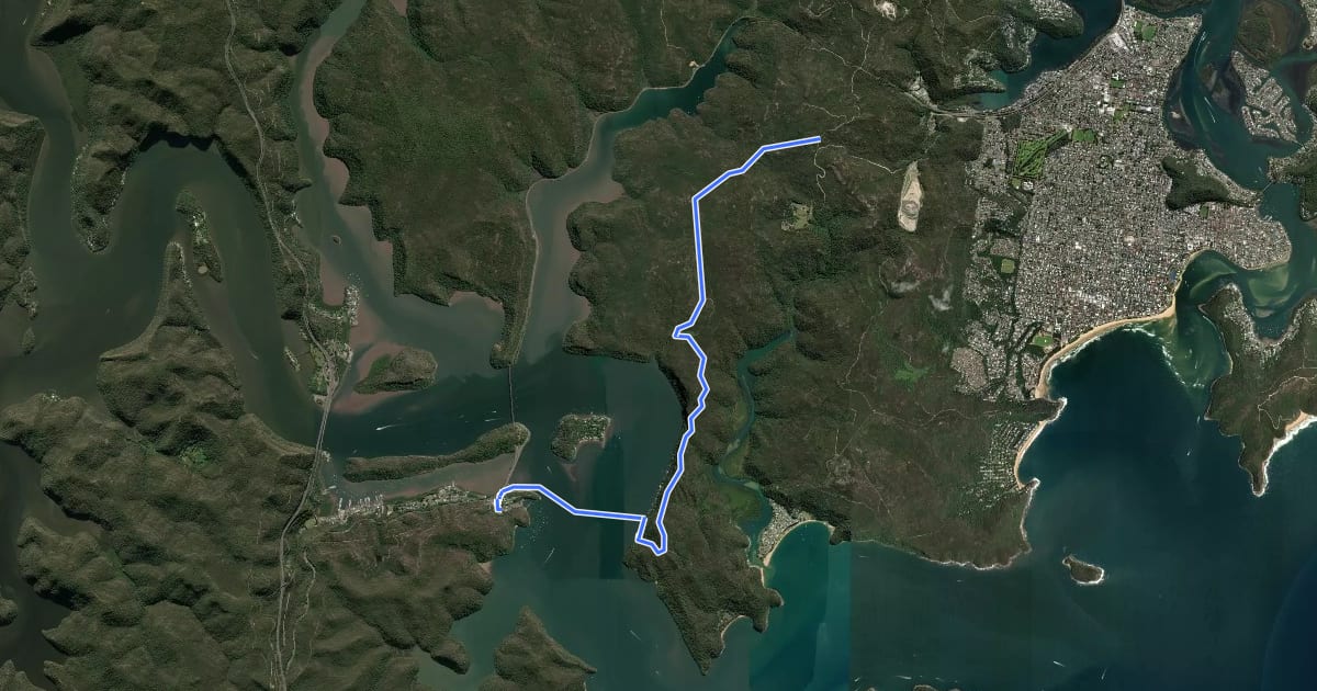 Маршрут Great North Walk - Alternate route via Little Wobby на спутниковом снимке