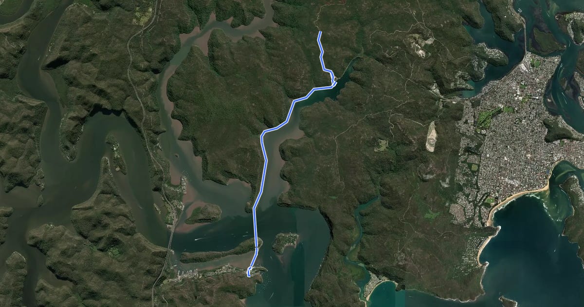 Маршрут Great North Walk - Alternate route via Wondabyne на спутниковом снимке