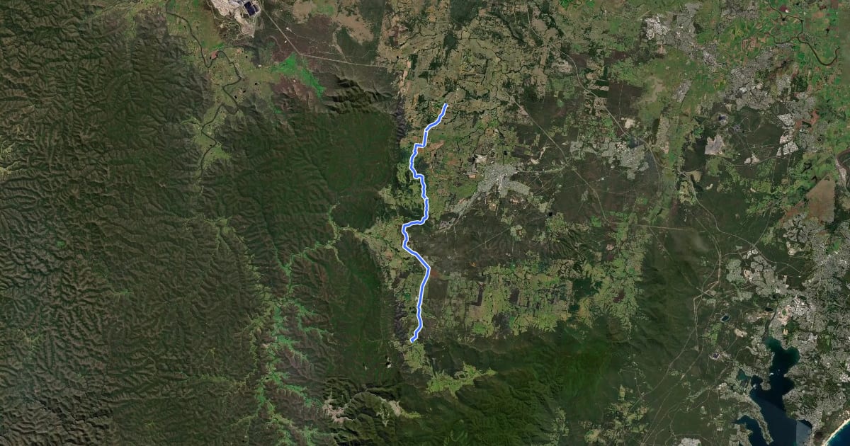 Маршрут Great North Walk (Pokolbin Spur) на спутниковом снимке