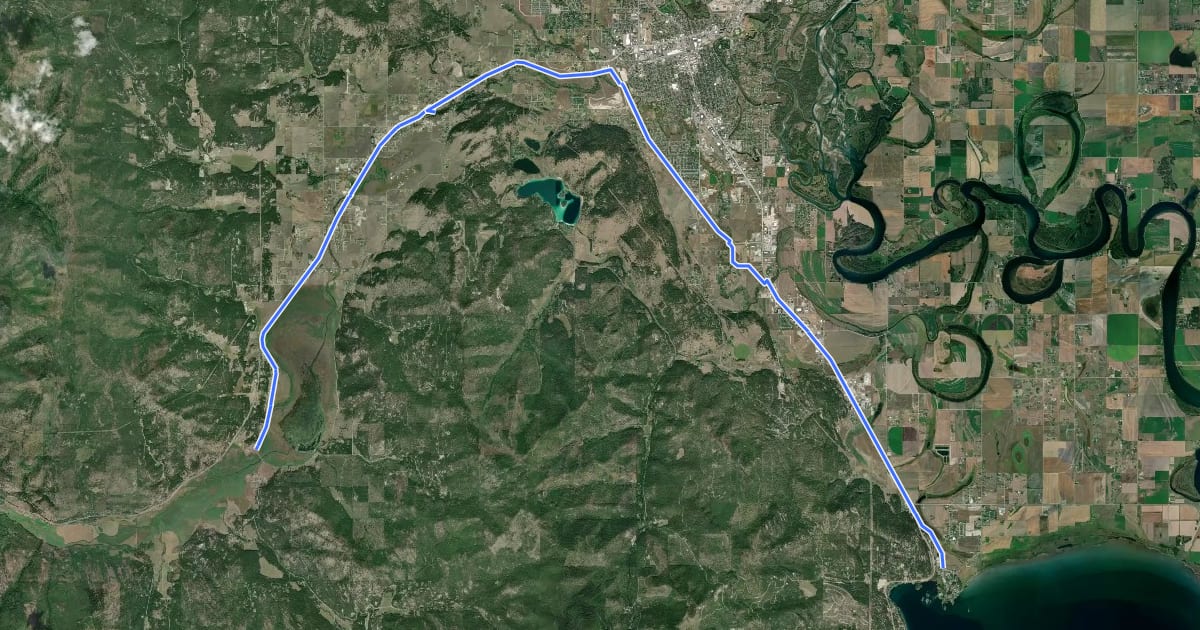 Маршрут Great Northern Rail Trail на спутниковом снимке