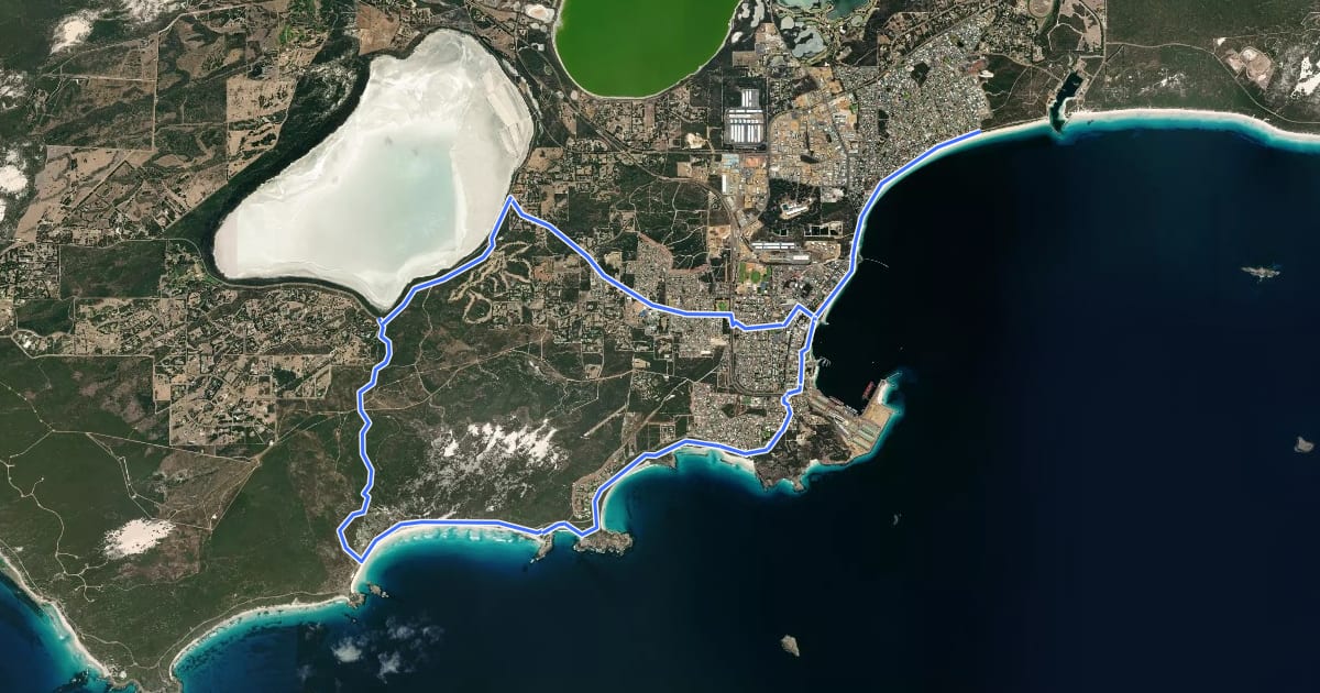 Маршрут Great Ocean Trail на спутниковом снимке