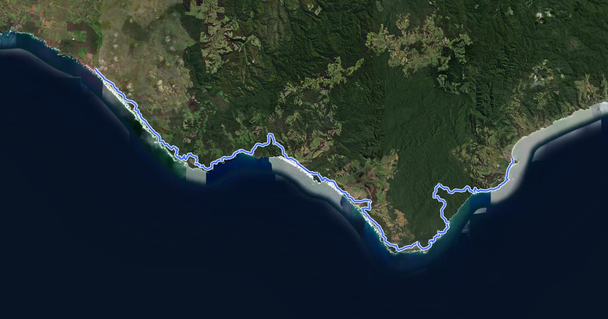 Маршрут Great Ocean Walk на спутниковом снимке