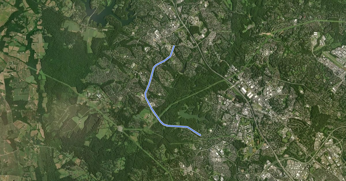 Маршрут Great Seneca Highway Bicycle Route на спутниковом снимке