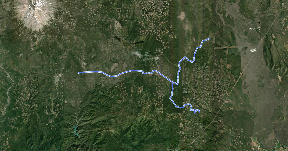 Маршрут Great Shasta Rail Trail на спутниковом снимке