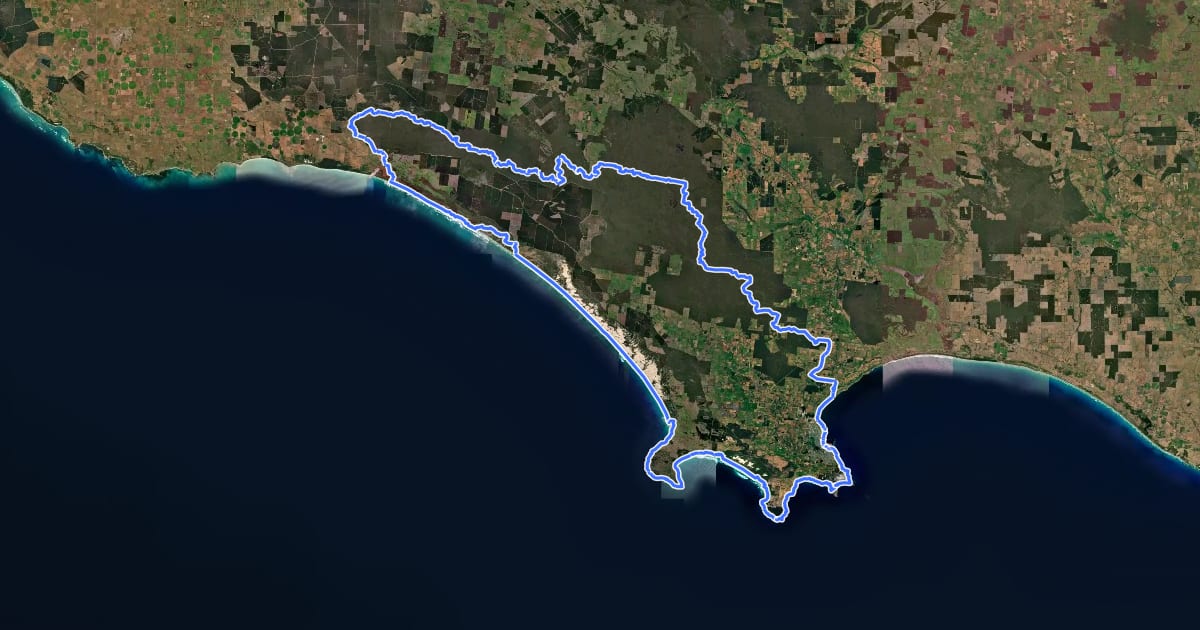 Маршрут Great South West Walk на спутниковом снимке