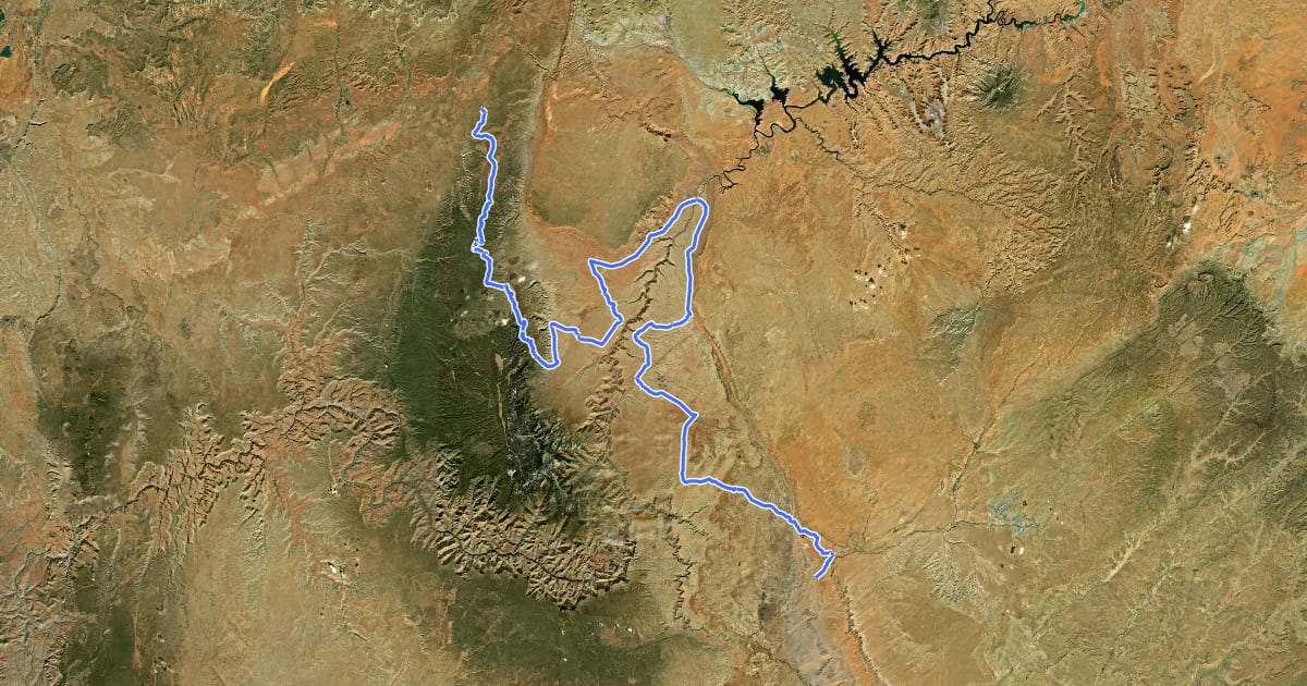 Маршрут Great Western Trail - Arizona на спутниковом снимке
