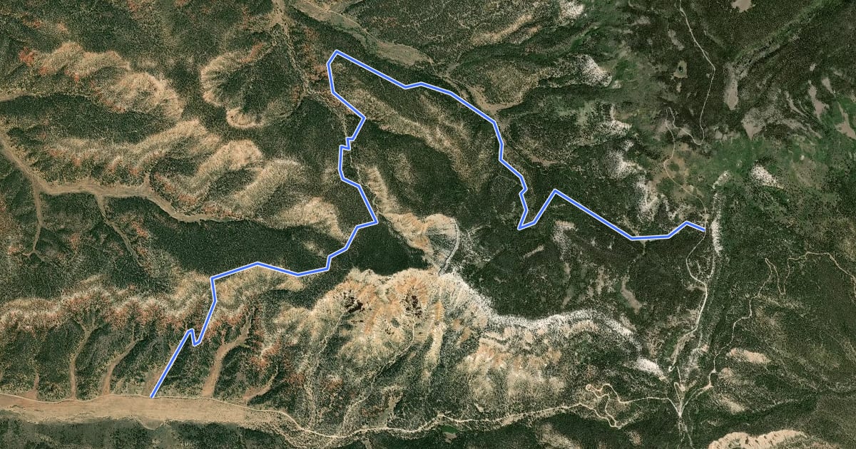 Маршрут Great Western Trail - Horse Creek Section на спутниковом снимке