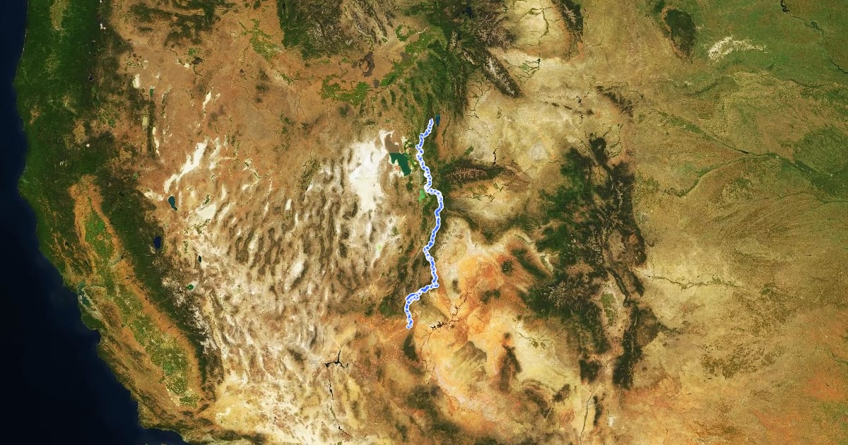 Маршрут Great Western Trail - Utah на спутниковом снимке