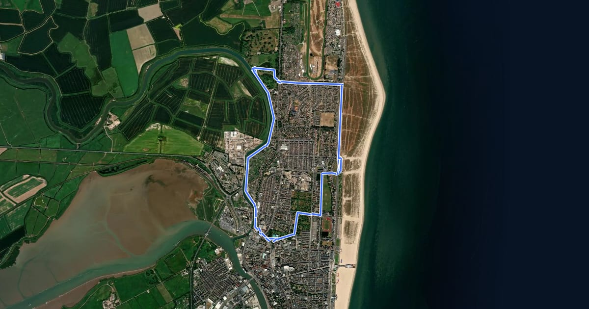 Маршрут Great Yarmouth workhouse walk на спутниковом снимке