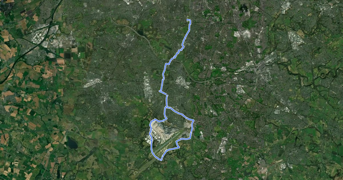 Маршрут Greater Manchester regional route 85 на спутниковом снимке