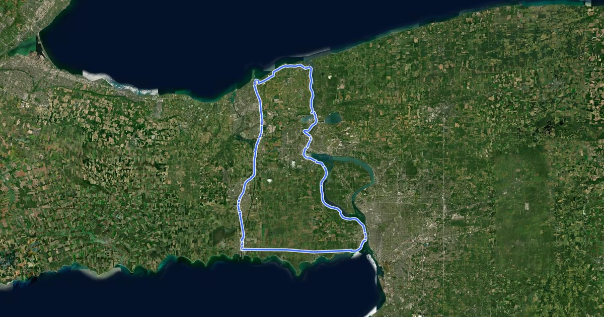 Маршрут Greater Niagara Circle Route на спутниковом снимке
