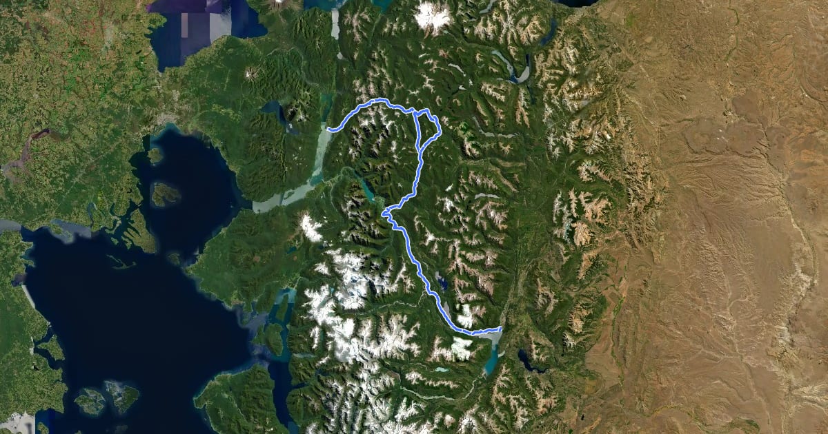 Маршрут Greater Patagonian Trail Section 22: Cochamó на спутниковом снимке