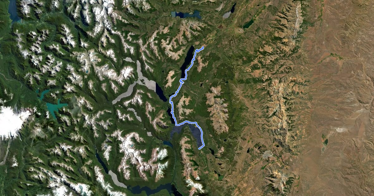 Маршрут Greater Patagonian Trail Section 24: Parque Nacional Los Alerces на спутниковом снимке