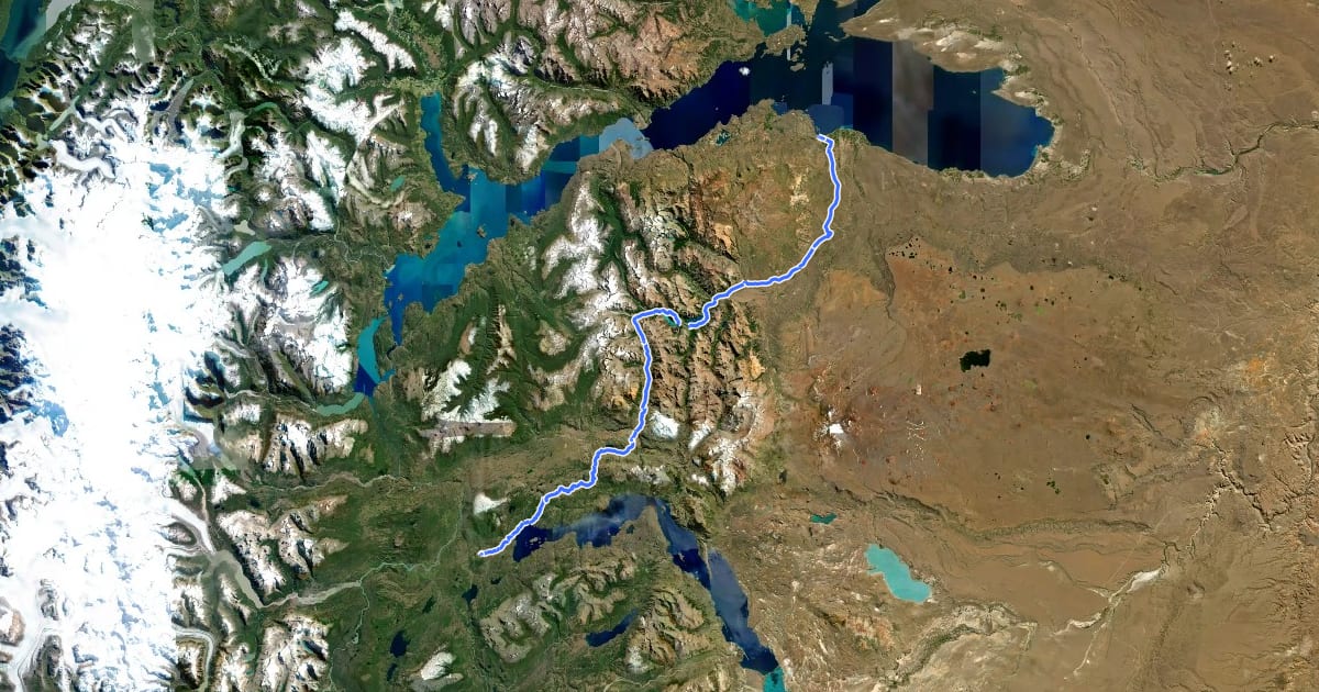 Маршрут Greater Patagonian Trail Section 35: Parque Patagonia на спутниковом снимке