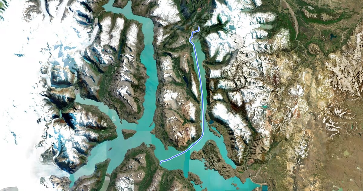 Маршрут Greater Patagonian Trail Section 37H: Lago O'Higgins на спутниковом снимке