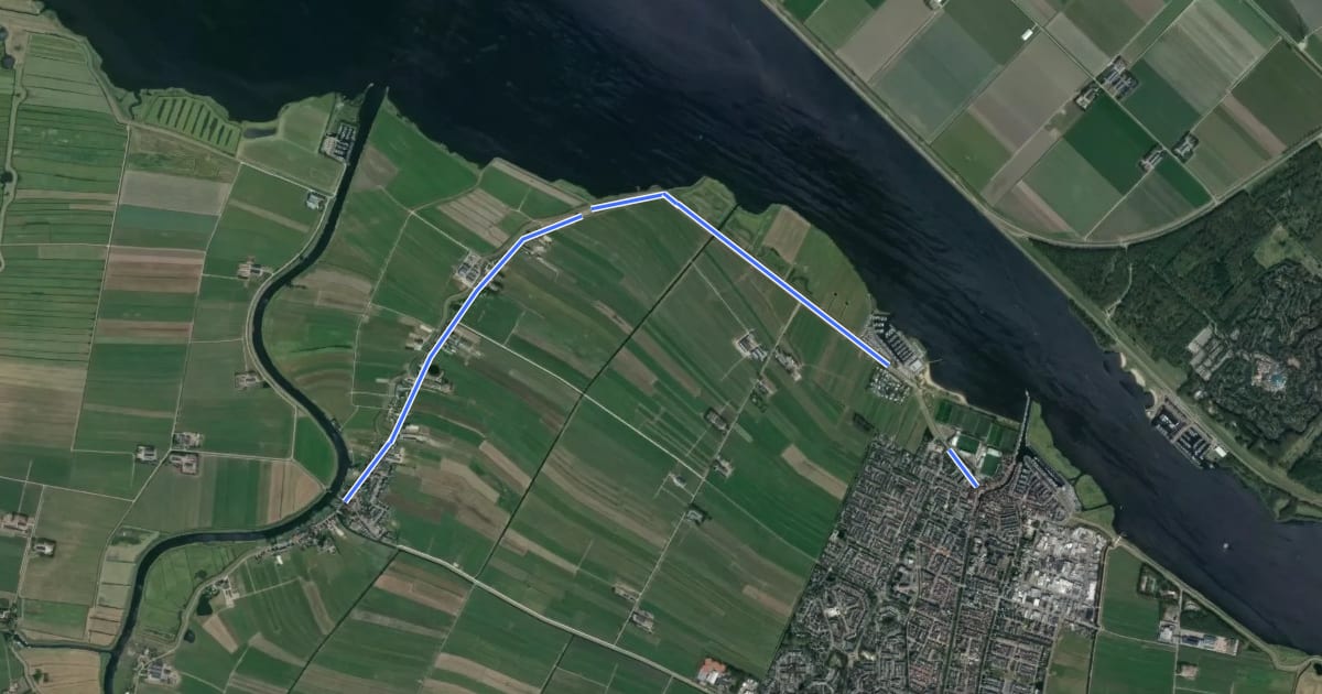 Маршрут Grebbeliniepad - 14 - Eemdijk-Spakenburg на спутниковом снимке