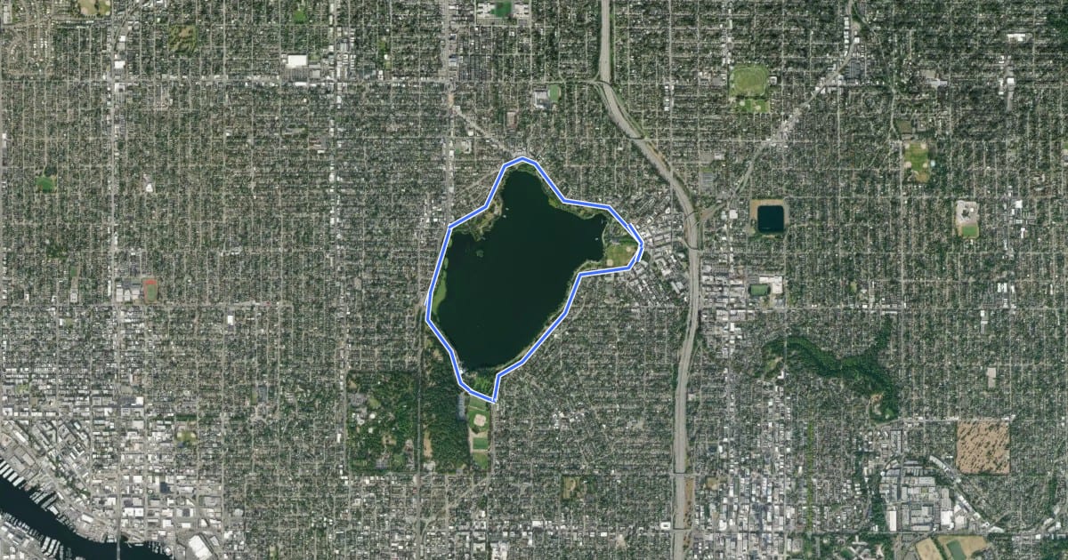 Маршрут Green Lake Outer Loop на спутниковом снимке