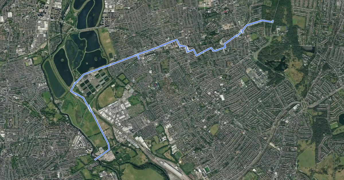 Маршрут Green Link Walk (Section 1) на спутниковом снимке