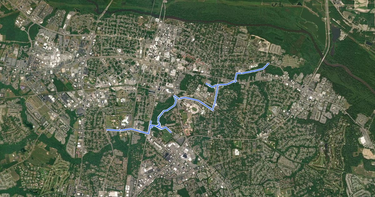 Маршрут Green Mill Run Greenway на спутниковом снимке