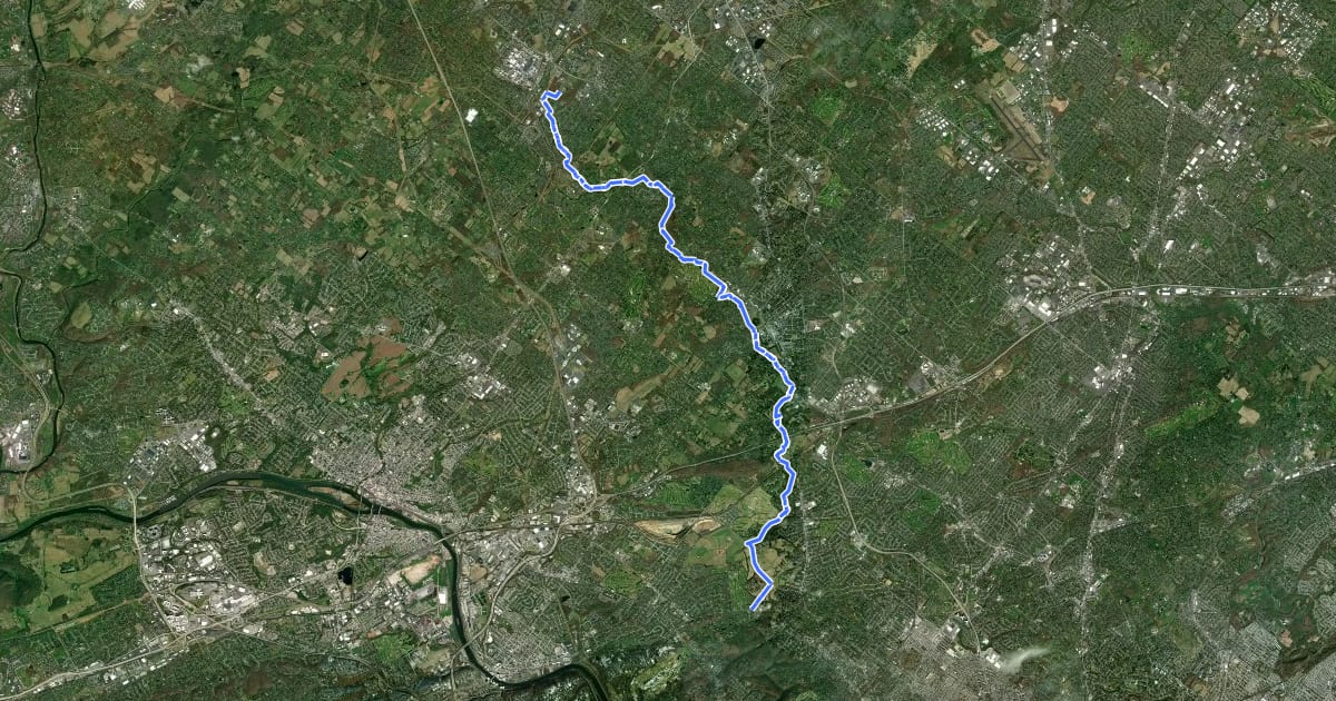 Маршрут Green Ribbon Trail на спутниковом снимке