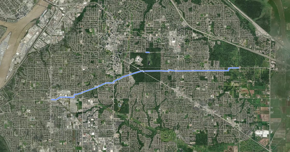 Маршрут Green Timbers Greenway на спутниковом снимке