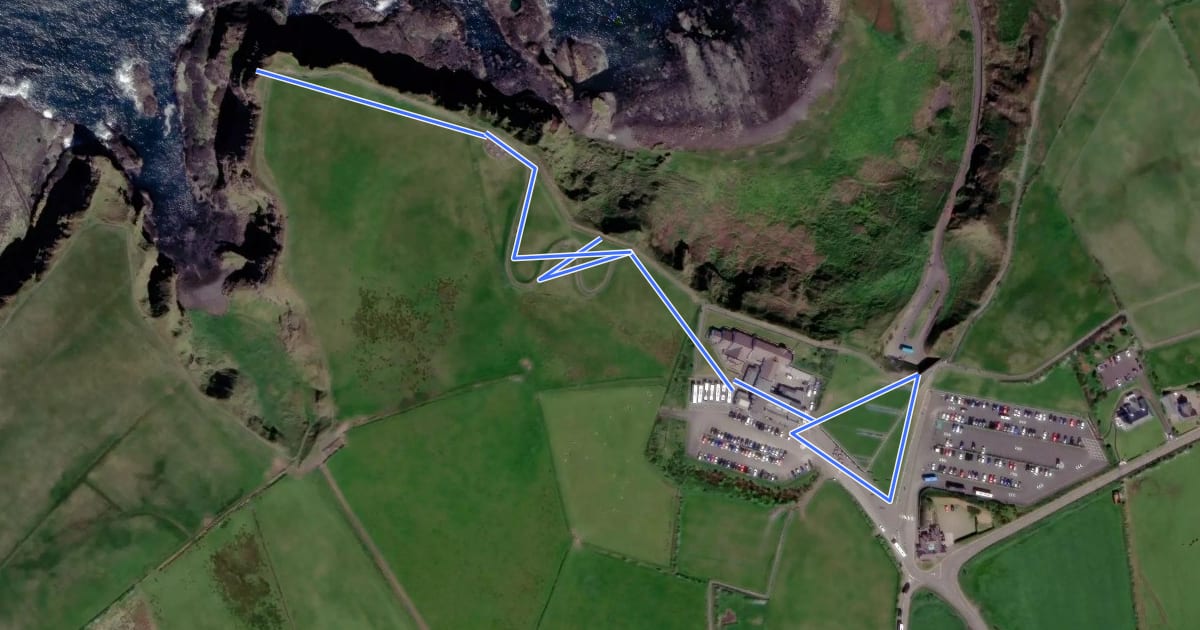 Маршрут Green Trail, Giant's Causeway на спутниковом снимке