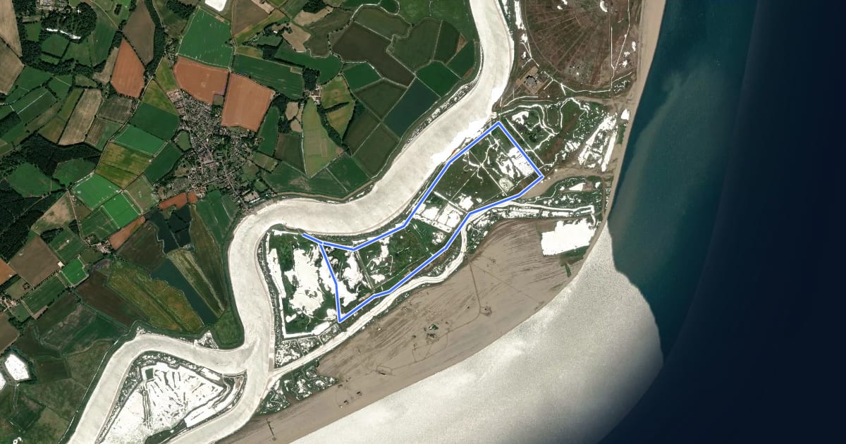 Маршрут Green Trail, Orford Ness на спутниковом снимке
