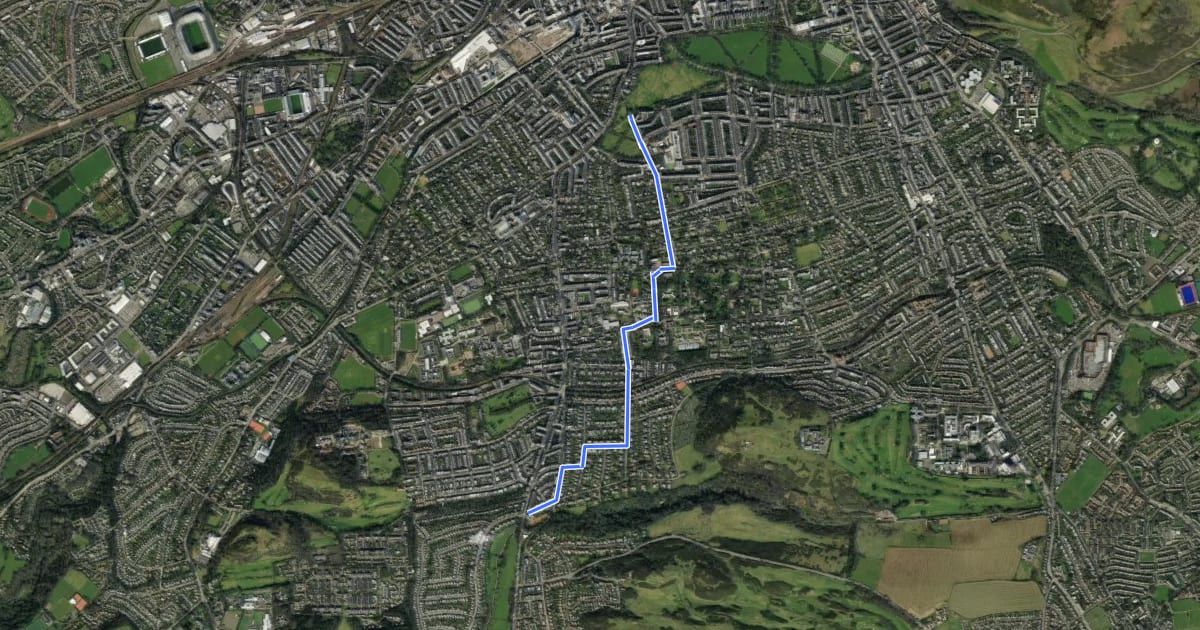 Маршрут Greenbank to Meadows Quiet Route на спутниковом снимке