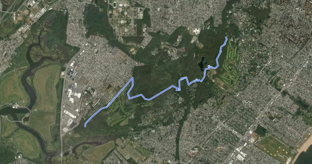 Маршрут Greenbelt Yellow Trail на спутниковом снимке