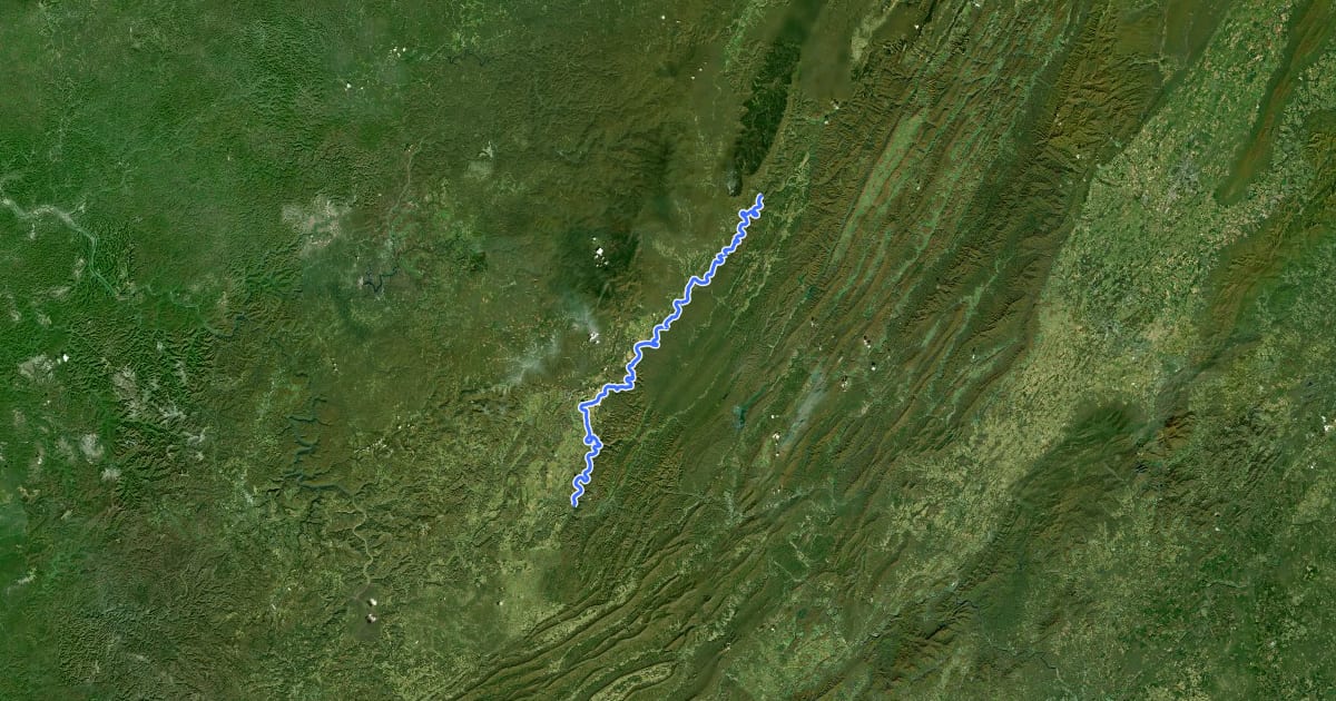 Маршрут Greenbrier River Trail на спутниковом снимке