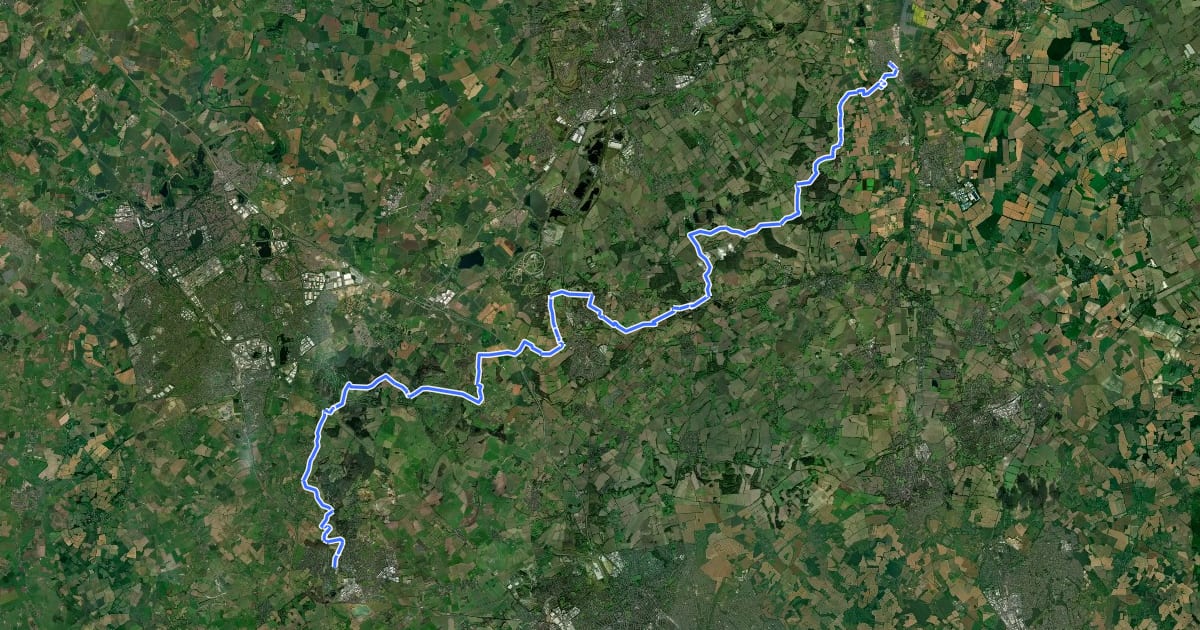 Маршрут Greensand Cycleway на спутниковом снимке