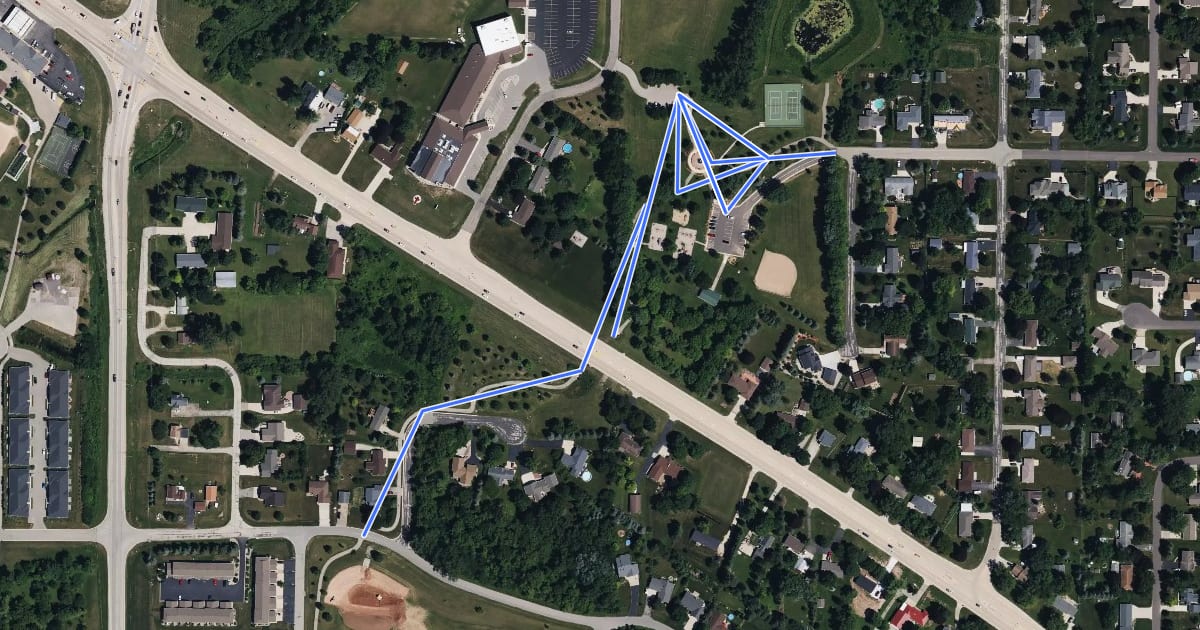 Маршрут Greenville Walking Path на спутниковом снимке