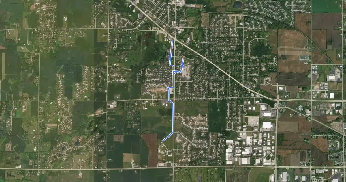Маршрут Greenville Walking Trail на спутниковом снимке