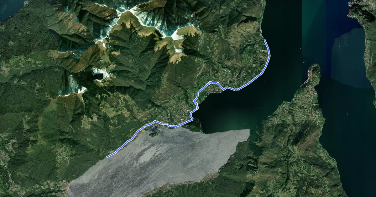 Маршрут Greenway del Lago di Como на спутниковом снимке