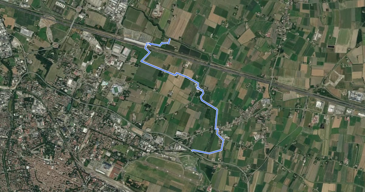 Маршрут Greenway del Rodano на спутниковом снимке