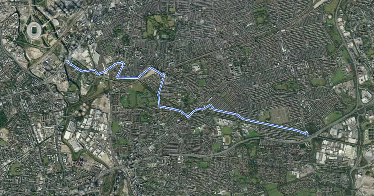 Маршрут Greenway diversion route на спутниковом снимке