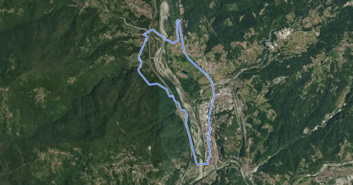 Маршрут Greenway Fiume Magra на спутниковом снимке