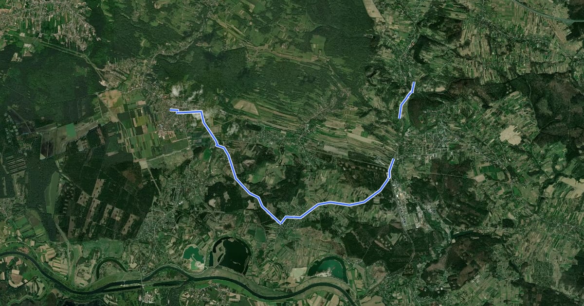 Маршрут Greenway Kraków-Morava-Wien alt на спутниковом снимке