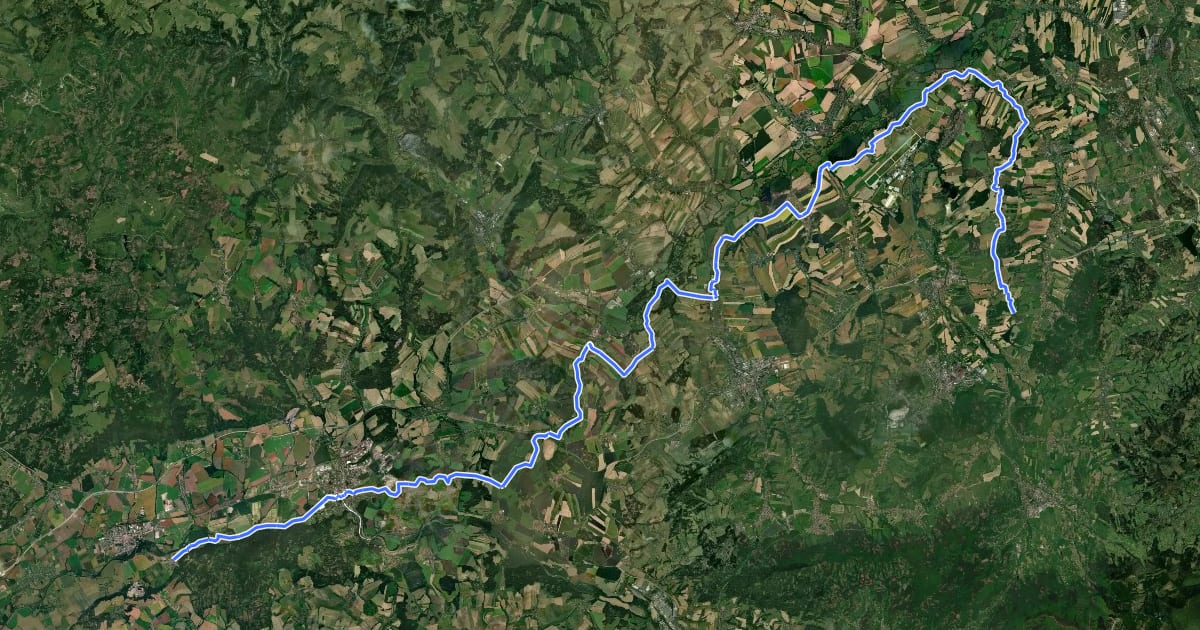 Маршрут Greenway Kraków-Morava-Wien (CHKO Poodří) на спутниковом снимке