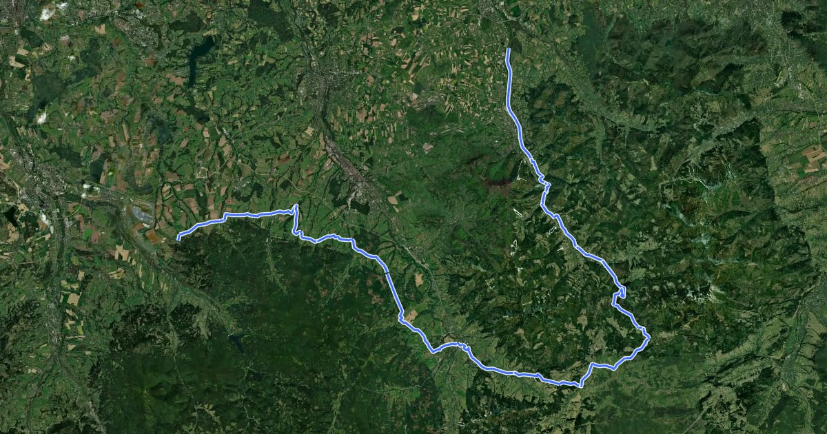 Маршрут Greenway Krakow-Moravia-Vienna (Rezerwat przyrody Wisła) на спутниковом снимке
