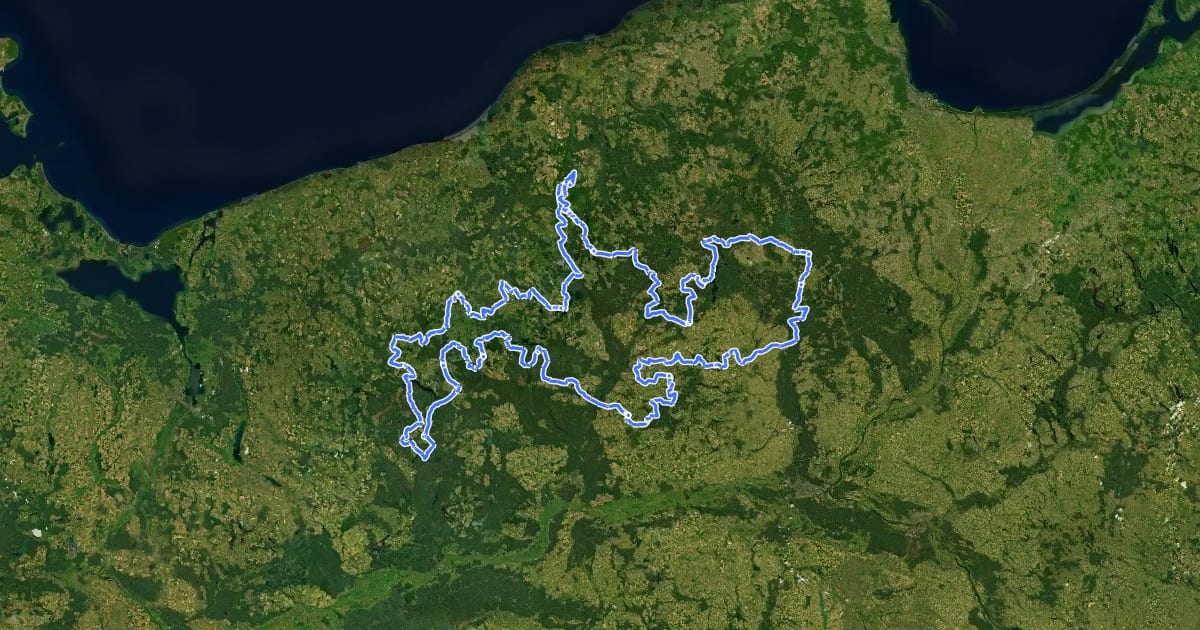 Маршрут Greenway Naszyjnik Północy на спутниковом снимке