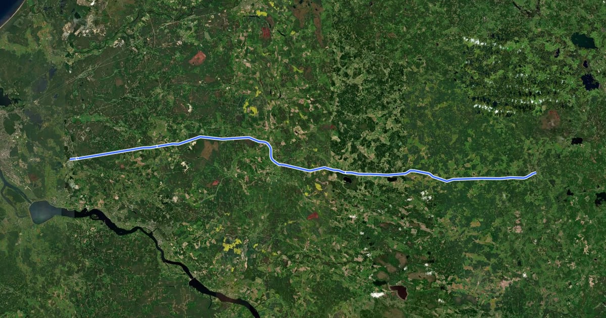 Маршрут Greenway Rīga (Cekule) - Ērgļi на спутниковом снимке