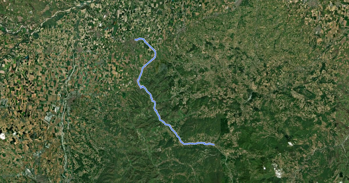 Маршрут Greenway Voghera-Varzi на спутниковом снимке