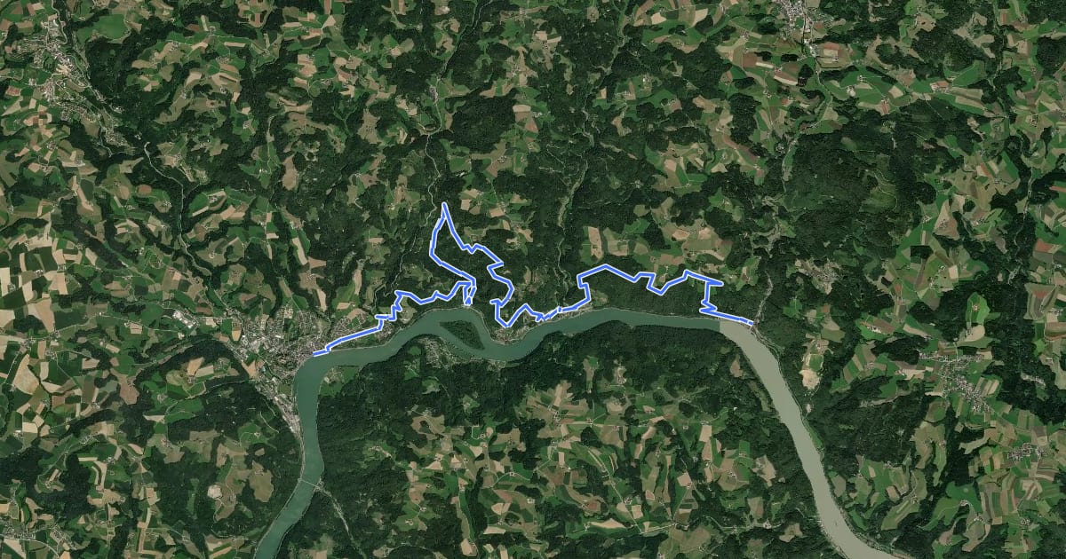 Маршрут Grein - Sarmingstein Donausteig Etappe на спутниковом снимке