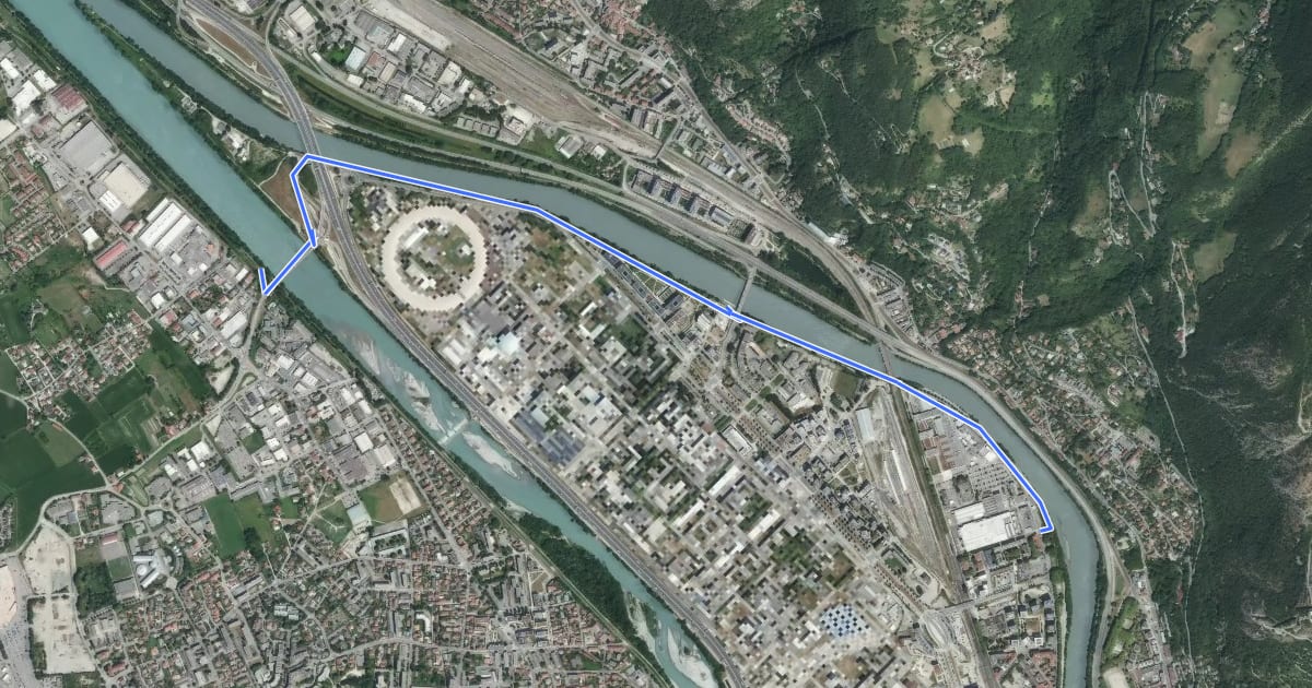 Маршрут Grenoble - Sassenage на спутниковом снимке