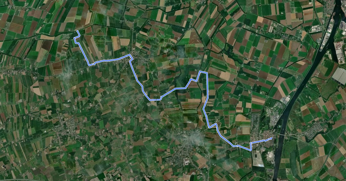 Маршрут Grenslandpad - 22 - Variant Oost Zeeuws-Vlaanderen etappe 1 на спутниковом снимке