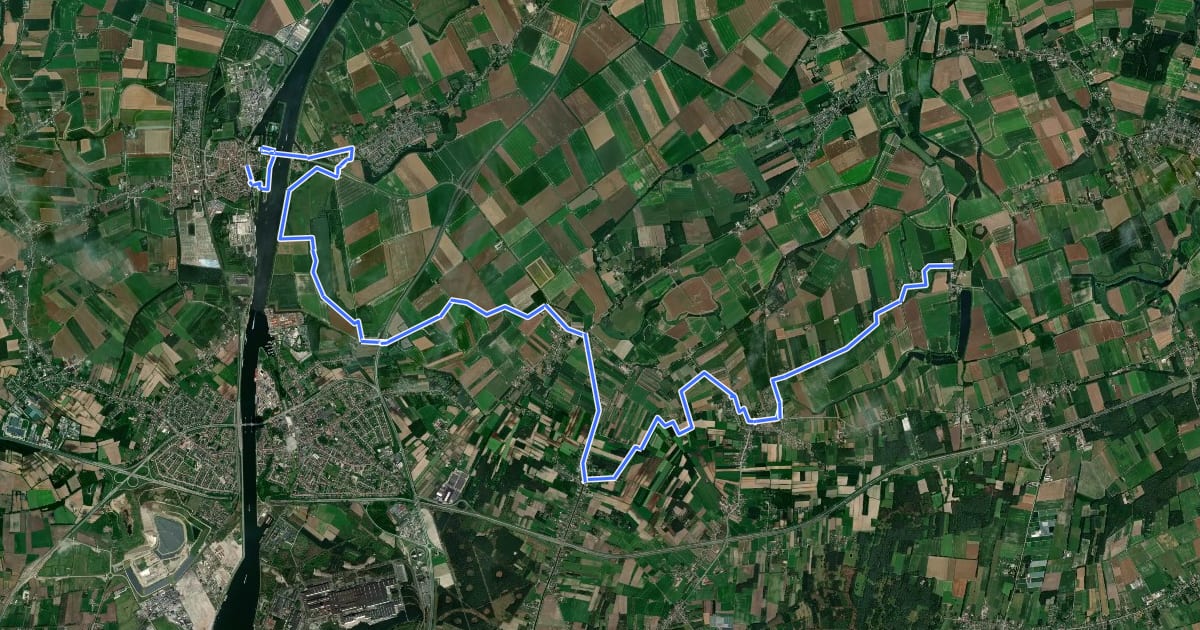Маршрут Grenslandpad - 23 - Variant Oost Zeeuws-Vlaanderen etappe 2 на спутниковом снимке